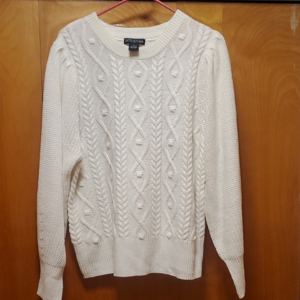 Design 365 Cable Knit Sweater Size XL Very Vanilla NWT
